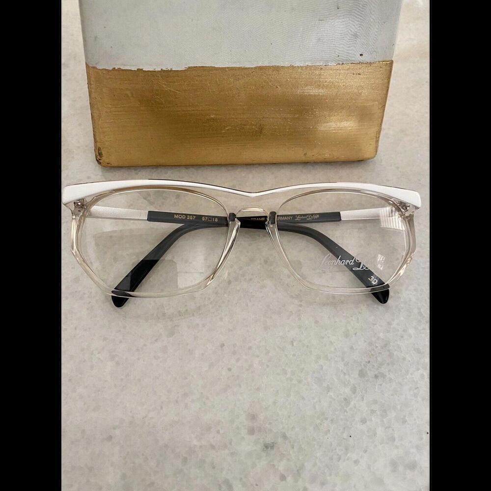 RARE NOS Vintage LEONHARD DE NEFFE 357 Unisex Eyeglasses Frames 57-18-110 WHITE